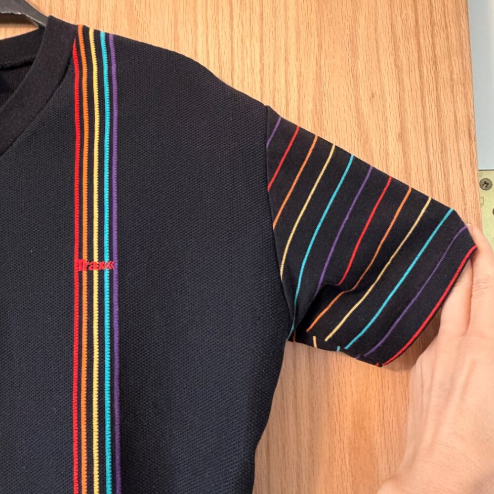Vintage 80s/90s Trax Activewear Rainbow Stripe Cycling Jersey - Retro Athleisure